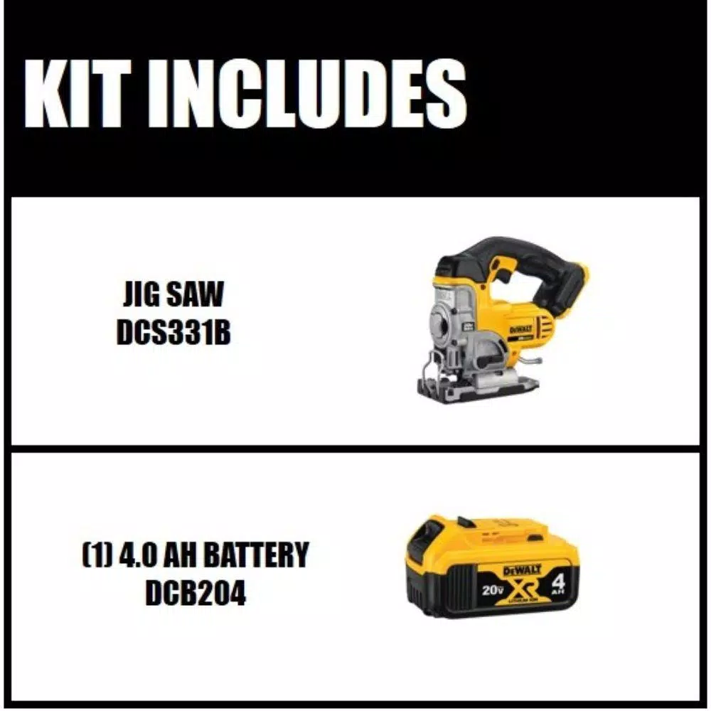 DEWALT 20V MAX Cordless Jig Saw Kit with (1) 4.0 Ah Lithium-Ion Battery