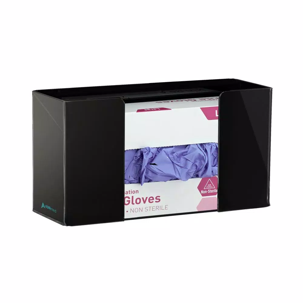 AdirMed Acrylic Black Single Box Glove Dispenser, Wall Mount