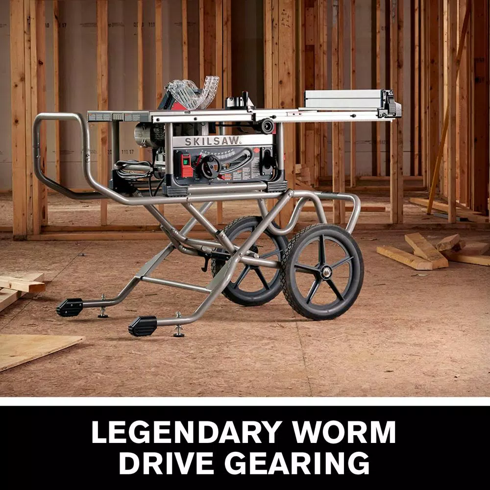 SKILSAW 10 in. Heavy-Duty Worm Drive Table Saw with Stand and Diablo Blade, 15 Amp Corded Electric