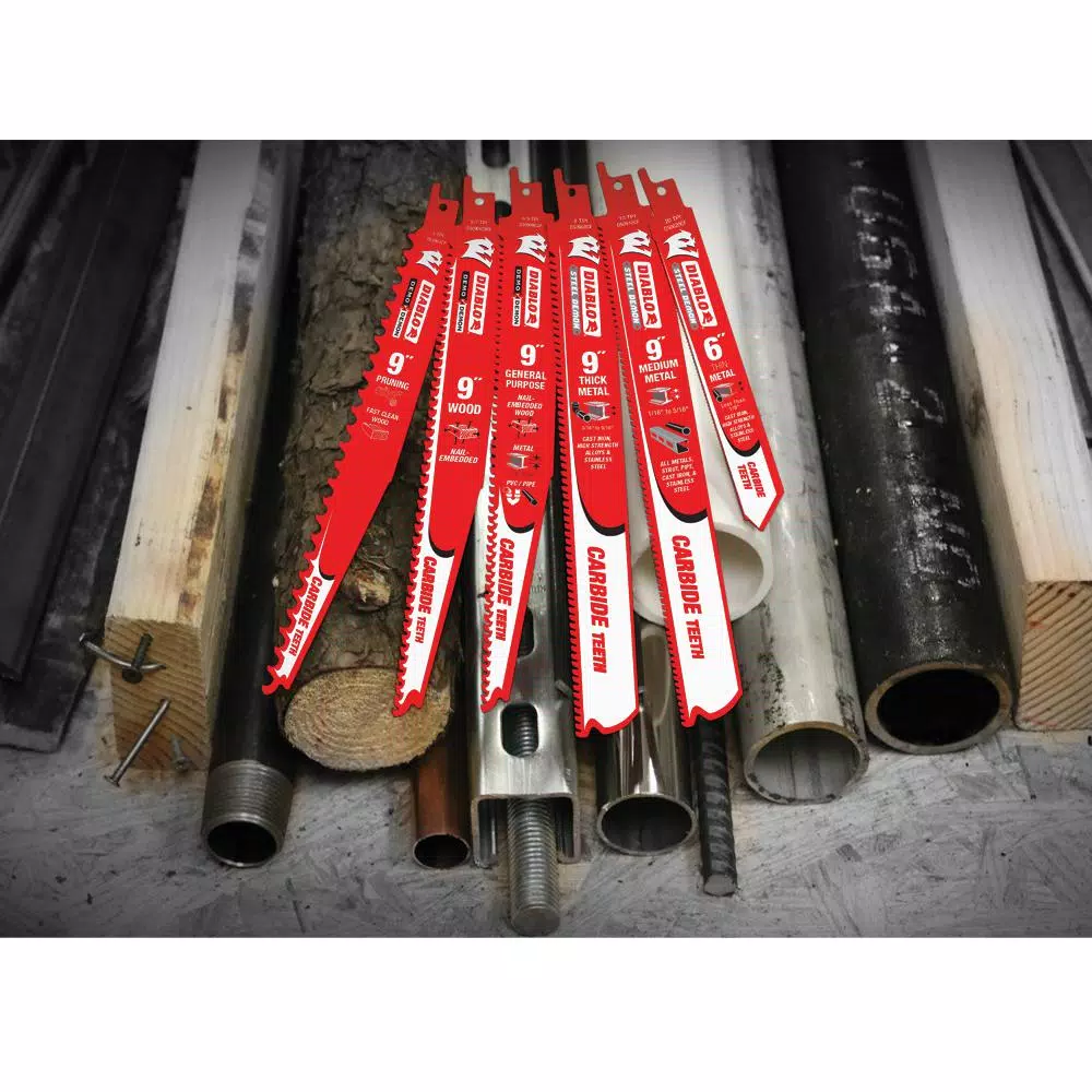 Diablo Demo Demon 9 in. Carbide Pruning and Clean Wood Reciprocating Saw Blade, 10-Pack