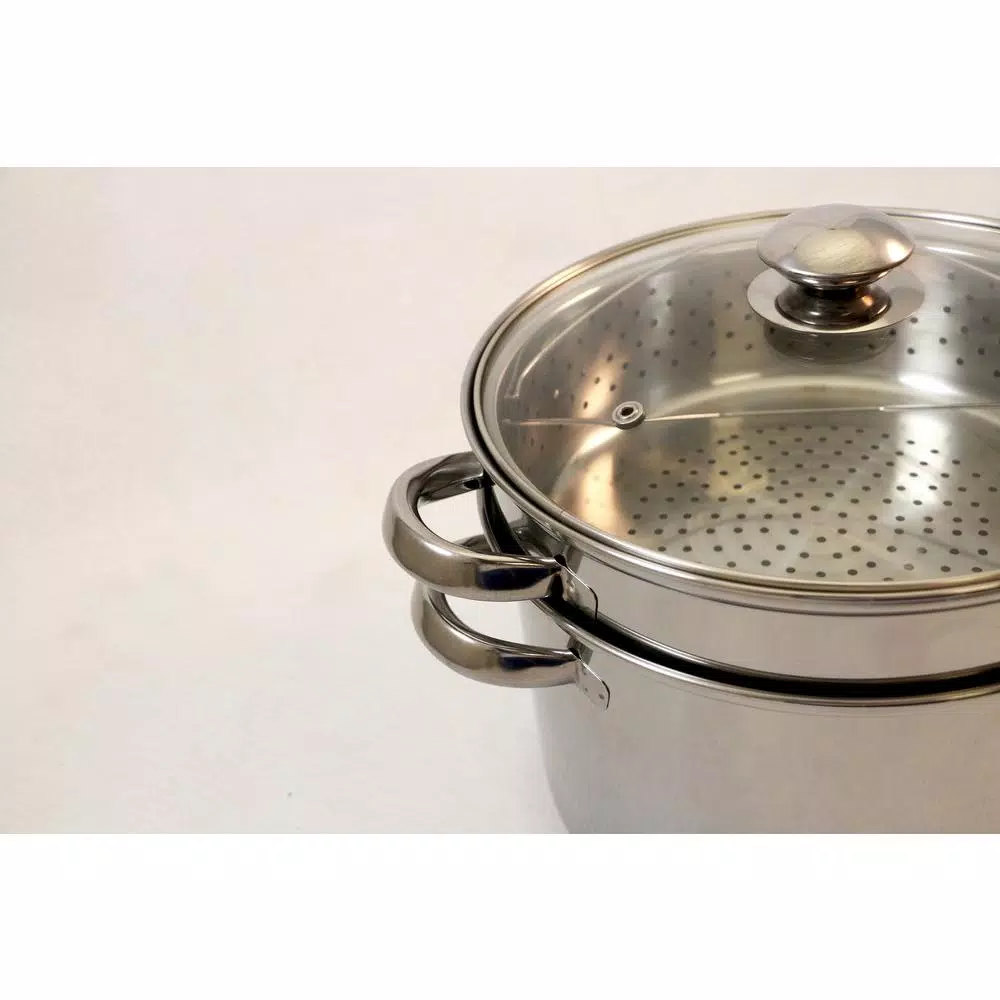 ExcelSteel 8 Qt. 4-Piece 18/10 Stainless Steel Multi-Cooker Set with Steamer and Pasta Baskets