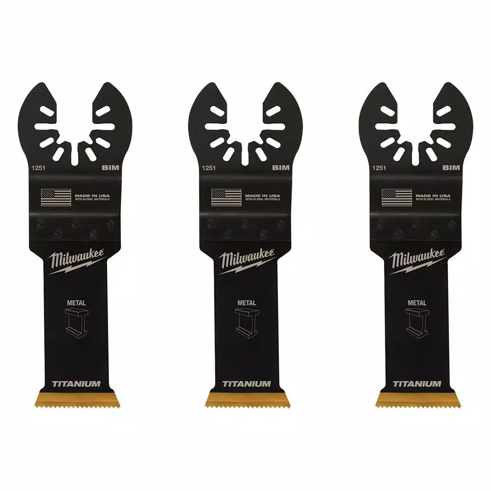 Milwaukee 1-1/8 in. Titanium Bi-Metal Universal Fit Oscillating Multi-Tool Blades, 3-Pack