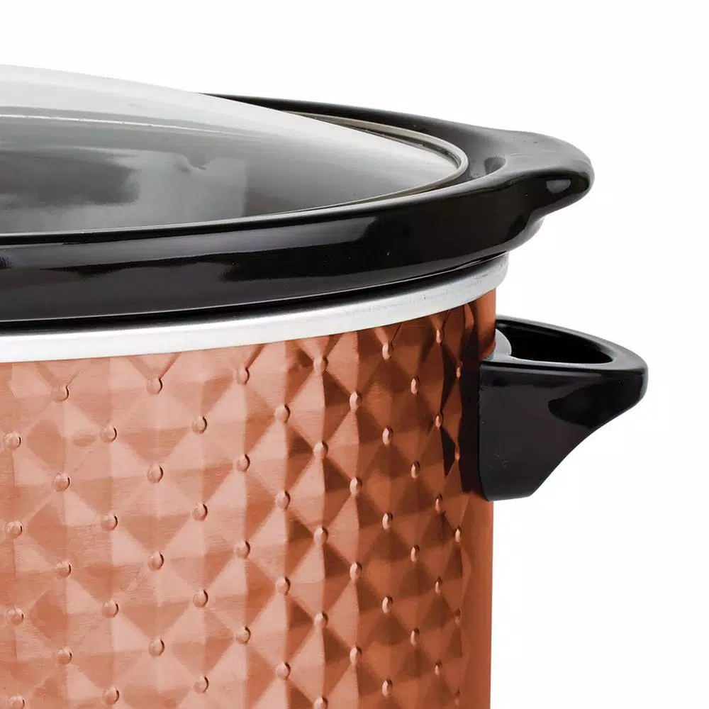 Brentwood Appliances 7 Qt. Copper Slow Cooker with Removable Ceramic Pot and Tempered Glass Lid