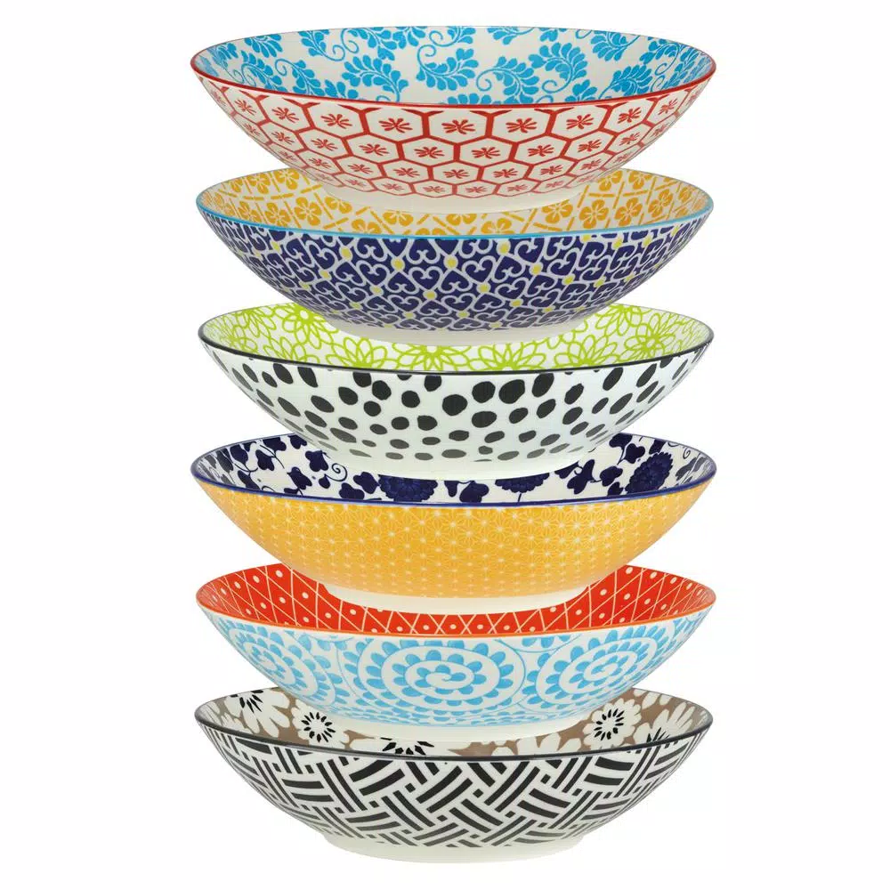 Certified International Chelsea Multicolored Porcelain 9 in. 32 oz. Dinner Bowls, Set of 6
