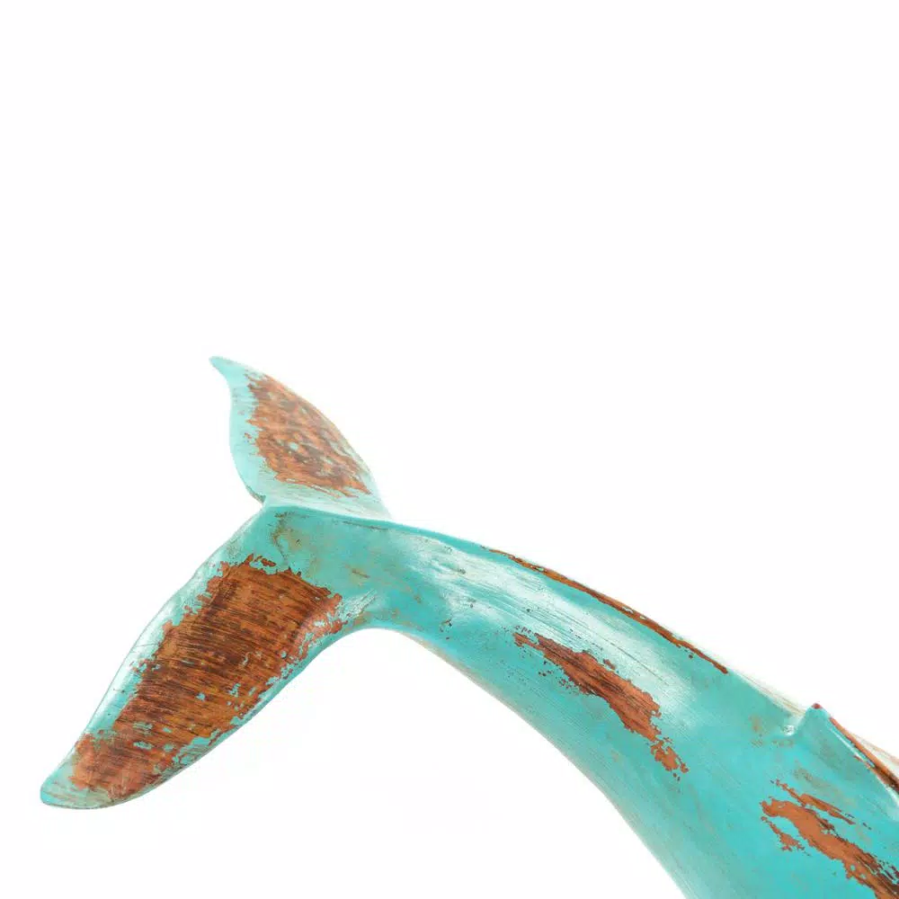 Zentique Distressed Turquoise and Brown Humpback Whale Polyresin Sculpture