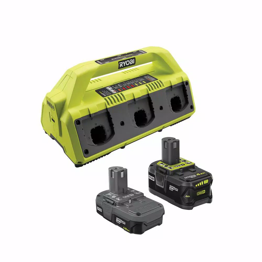 RYOBI 18V ONE+ 6-Port IntelliPort Supercharger Kit with 1.5 Ah and 4.0 Ah Batteries