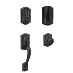 Schlage Encode Smart Wi-Fi Deadbolt with Camelot Handleset and Georgian Knob, Matte Black thumbnail 1