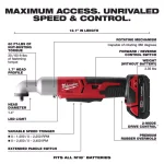 Milwaukee M18 18V Cordless 3/8 in. 2-Speed Right Angle Impact Wrench Kit with 1.5 Ah Battery, Charger, and Hard Case thumbnail 3