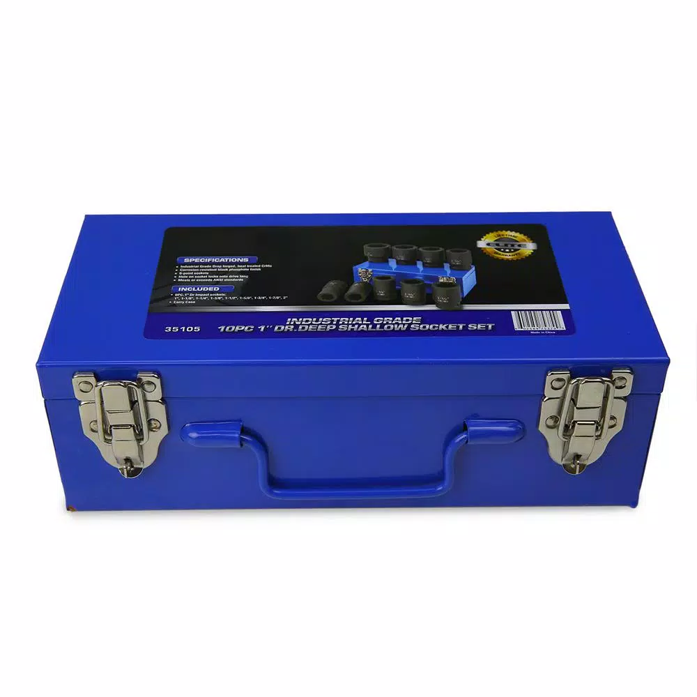 Stark 1 in. Drive Deep Impact Socket Set, 6-Point Cr-Mo, 9-Piece SAE Set with Carrying Case