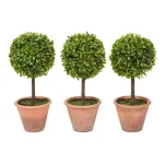 Pure Garden 11.5 in. Faux Boxwood Topiary Arrangements with Decorative Pots, Set of 3 thumbnail 1