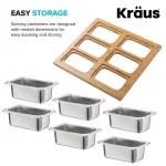 Kraus Workstation Kitchen Sink Accessory Set with Bamboo Serving Board and 6 Stainless Steel Prep Bowls thumbnail 11