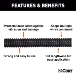 CURT 1/2" Convoluted Slit Loom Tubing, 25ft Black Wire Conduit thumbnail 4