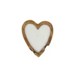 LITTON LANE Large Heart-Shaped Reclaimed Teak Wood Candle Holder with Unscented White Wax thumbnail 3