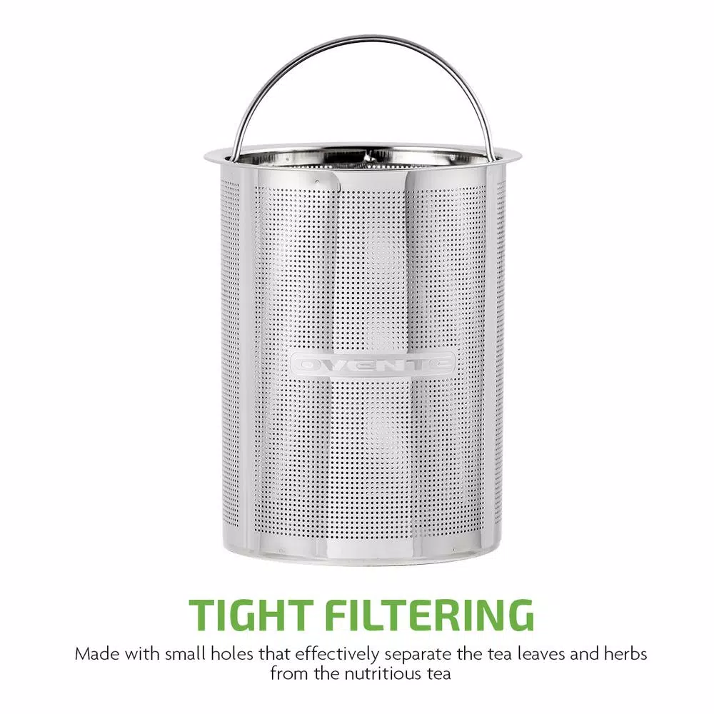 Ovente 3.4-Cup Glass Tea Kettle with Loose-Leaf Tea Infuser, Compatible with KG612S (FGK27B)