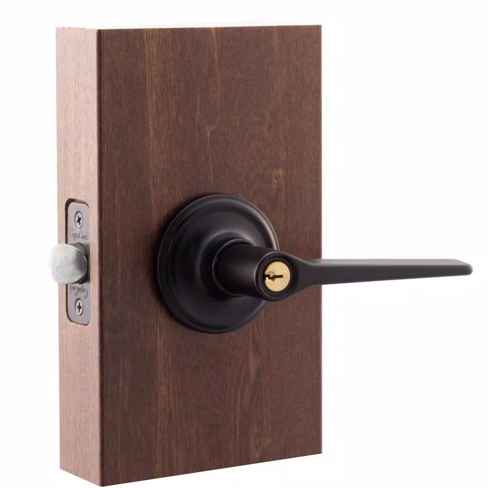 Copper Creek Zane Contemporary Black Keyed Entry Door Lever, Modern Zinc Hardware