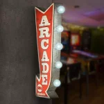 Crystal Art Gallery Arcade Games Metal Arrow Vintage Marquee LED Sign thumbnail 1