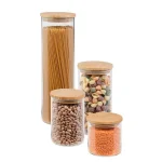 Honey-Can-Do 4-Piece Borosilicate Glass Storage Jar Set with Airtight Bamboo Lids thumbnail 1