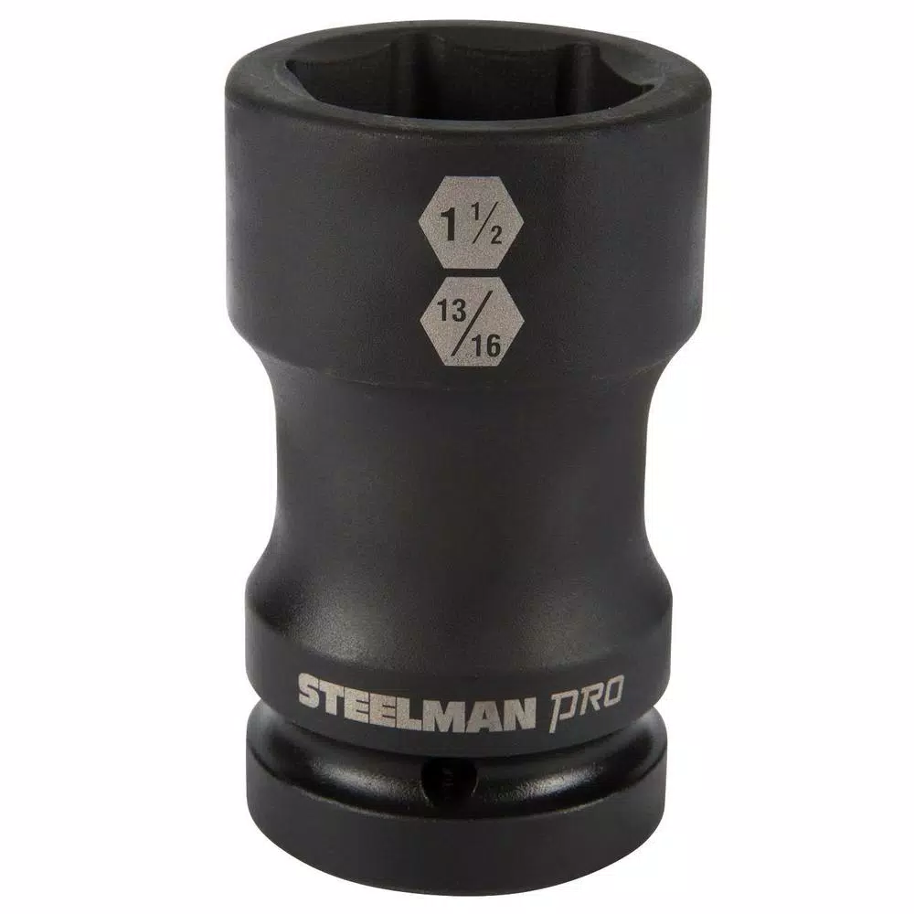 Steelman PRO 79325 1 in. Drive Budd Wheel Combo Impact Socket, 1-1/2 in. Hex x 13/16 in. Square