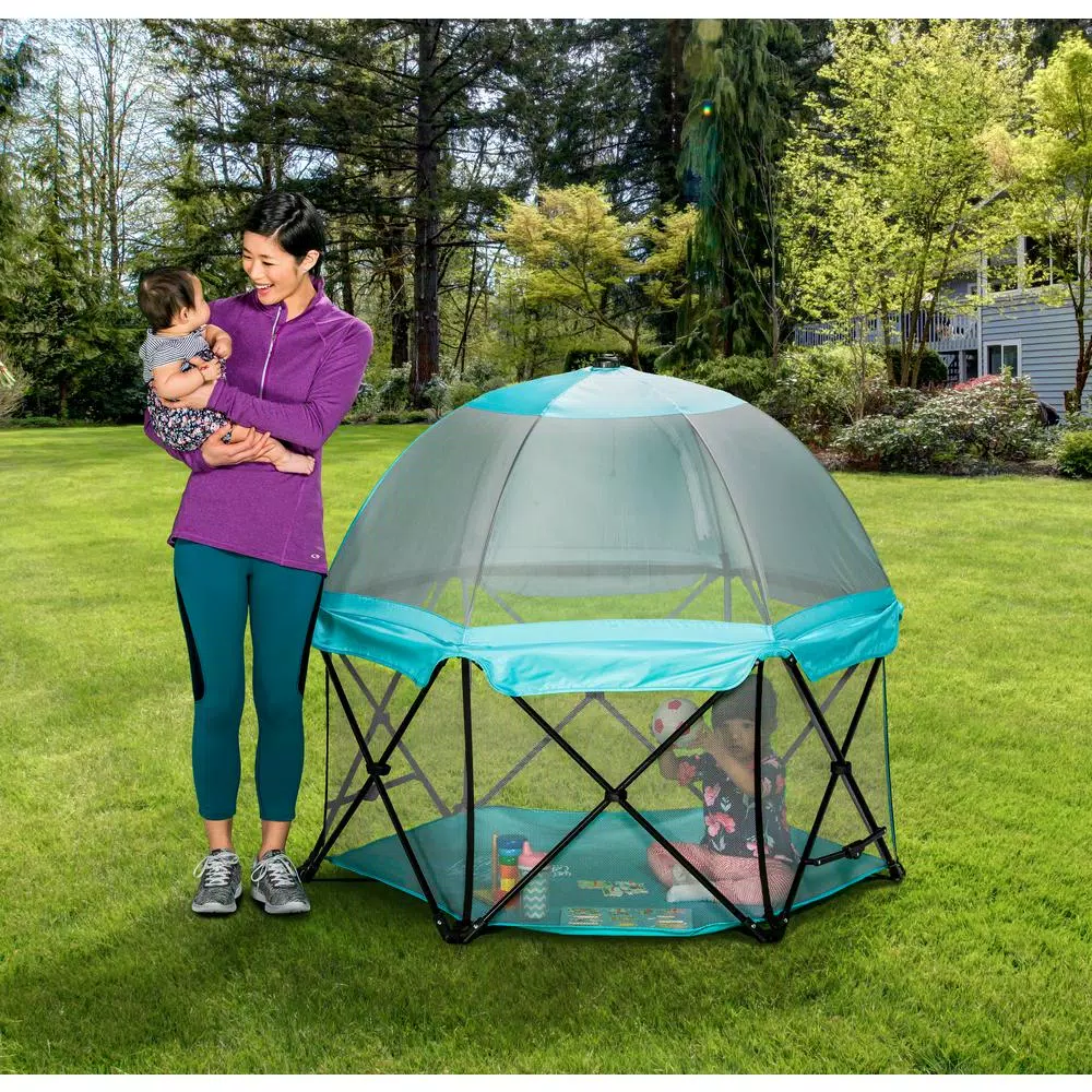 Regalo My Play Deluxe 6-Panel Portable Play Yard, 48 x 26 in, Blue