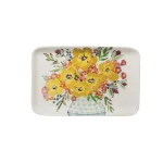 3R Studios 14.75 in. White Stoneware Rectangle Platter with Yellow Floral Design thumbnail 1