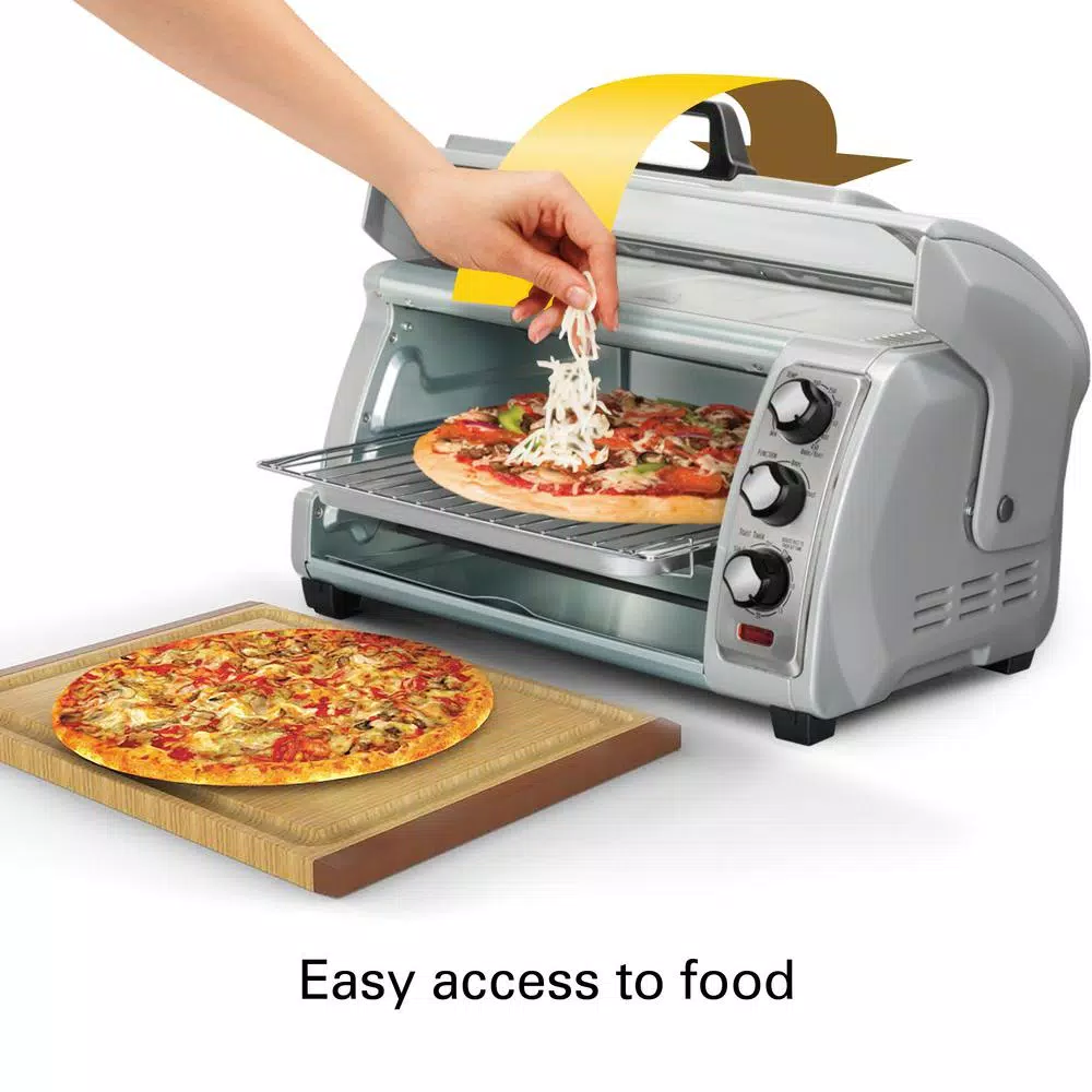 Hamilton Beach Easy Reach 1400W 6-Slice Toaster Oven with Roll Top Door, Silver
