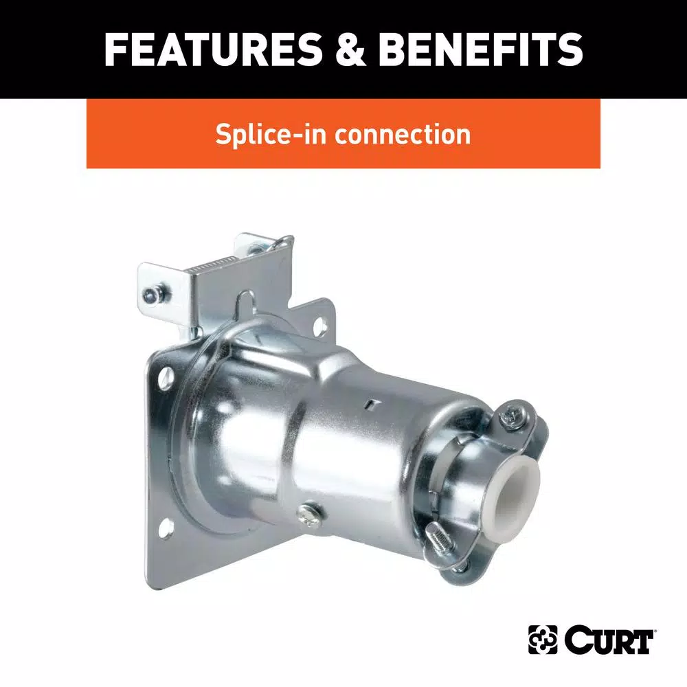 CURT 7-Way Round RV Blade Connector Socket, Vehicle Side, Diecast Metal