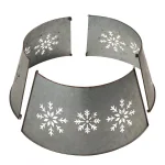 Glitzhome 26 in. Snowflake Diecut Metal Tree Collar with Light String, Silver thumbnail 4