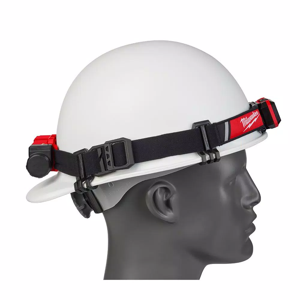 Milwaukee 600 Lumen USB Rechargeable Low-Profile LED Headlamp with BOLT White Type 1 Class C Hard Hat Bundle