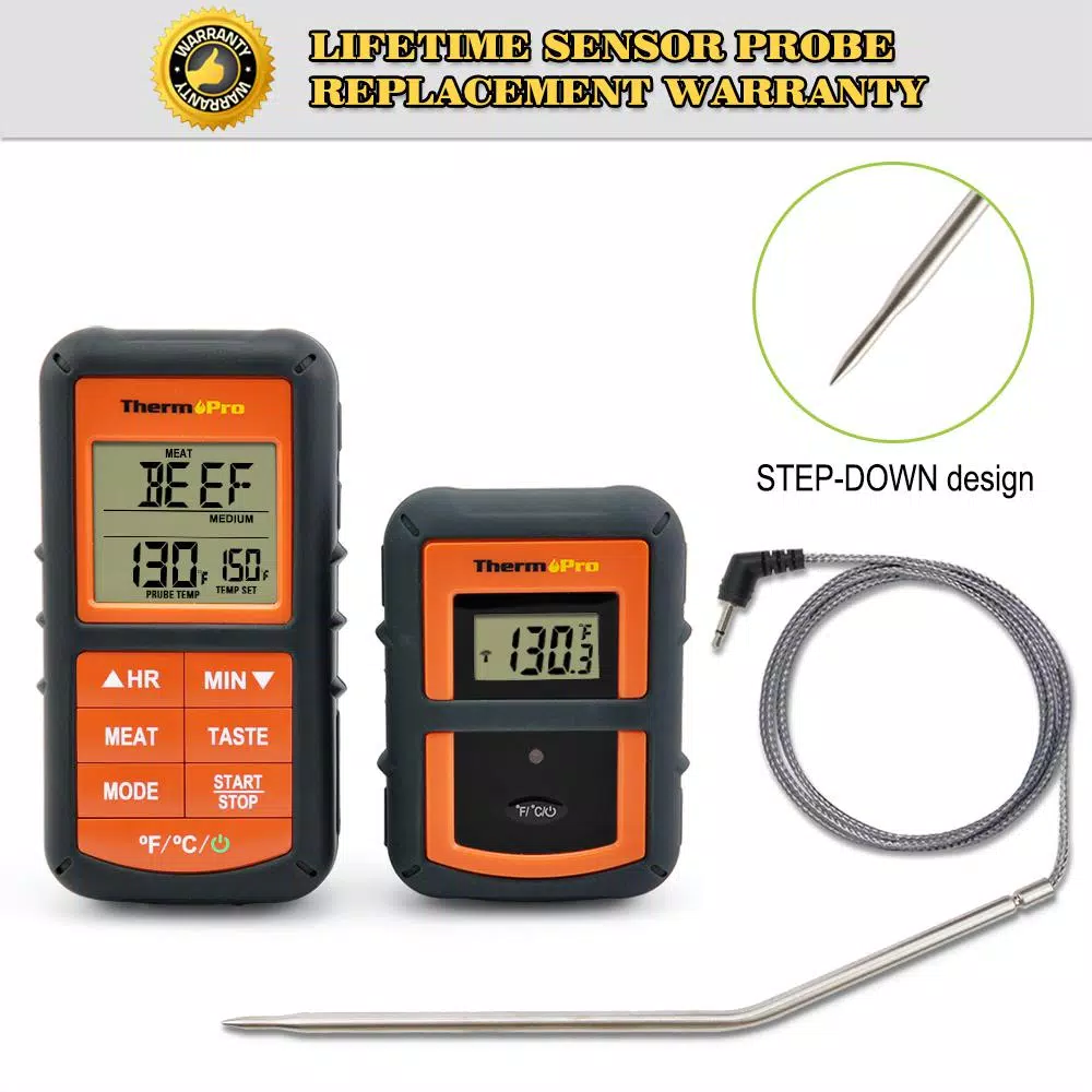ThermoPro TP-07 Digital Wireless Cooking Thermometer with 300ft Range and Smart Backlit Display