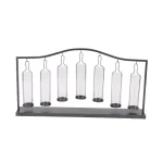 LITTON LANE 19 in. Metallic Black Iron and Clear Glass 7-Light Votive Candle Holder thumbnail 3