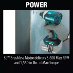 Makita 18V LXT Brushless 1/4 in. Cordless 3-Speed Impact Driver (Tool Only) thumbnail 12