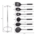 Classic Cuisine 7-Piece Stainless Steel and Silicone Kitchen Utensil Set with Holder thumbnail 2