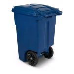Toter 48 Gallon Blue Rollout Recycling Container with Attached Hinged Lid thumbnail 4