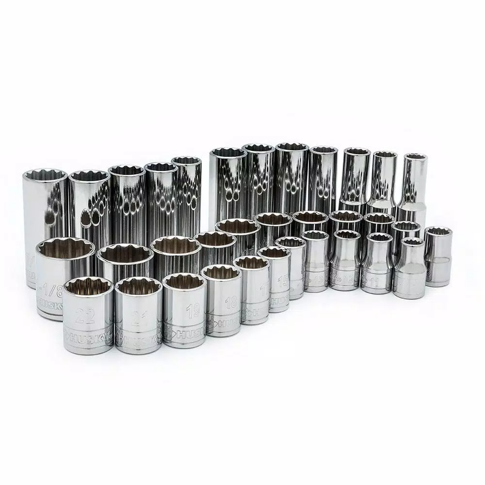 Husky 37-Piece 1/2 in. Drive SAE and Metric Socket Set with Ratchet