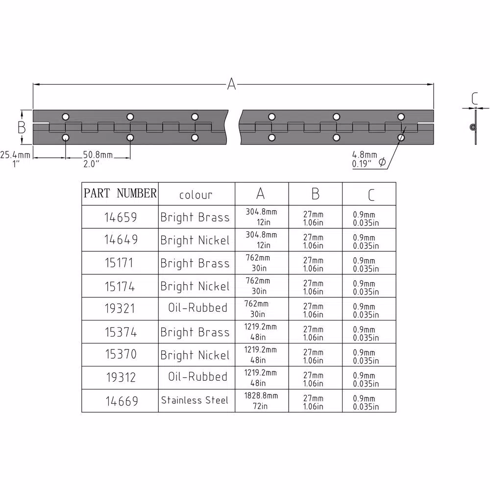 Everbilt 1-1/16 in. x 30 in. Oil-Rubbed Bronze Continuous Hinge, Steel
