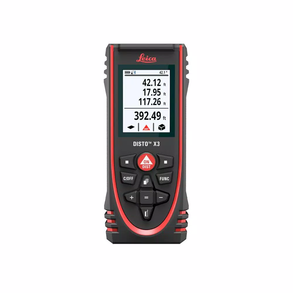 Leica DISTO X3 Laser Distance Meter, 500 ft. Range, IP65 Rugged Design