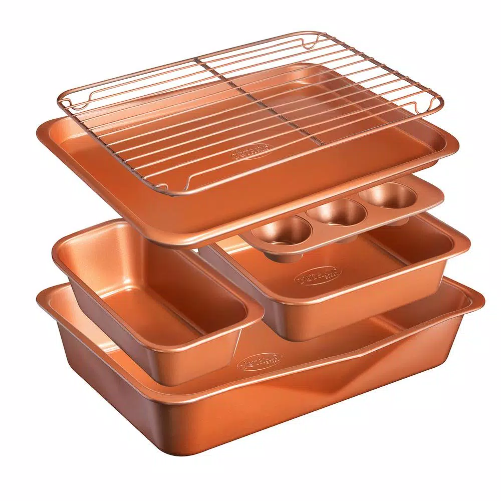 Gotham Steel StackMaster 21-Piece Aluminum Nonstick Cookware and Bakeware Set, Copper