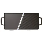 Basic Essentials 18 in. Cast Iron Rectangular Double Reversible Grill and Griddle, Pre-Seasoned Non-Stick thumbnail 1