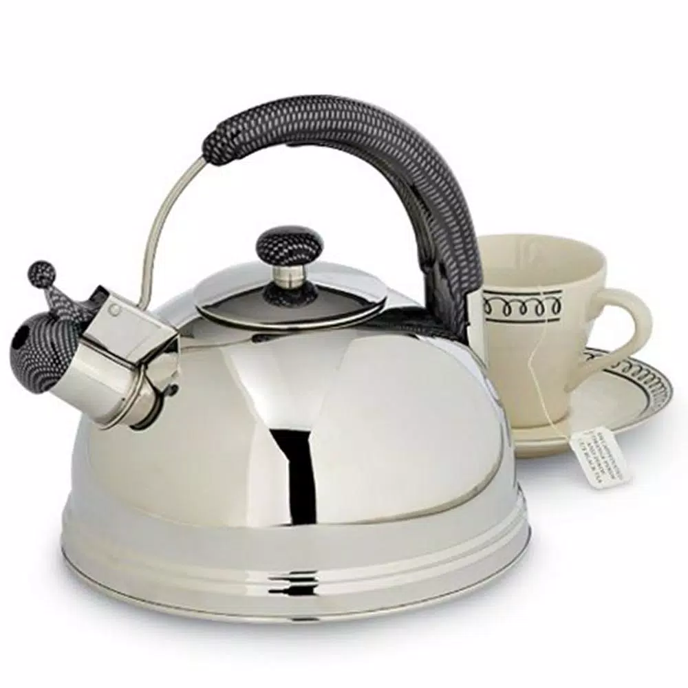 Creative Home Cobra 10.8-Cup Stainless Steel Whistling Stovetop Tea Kettle, Mirror Finish