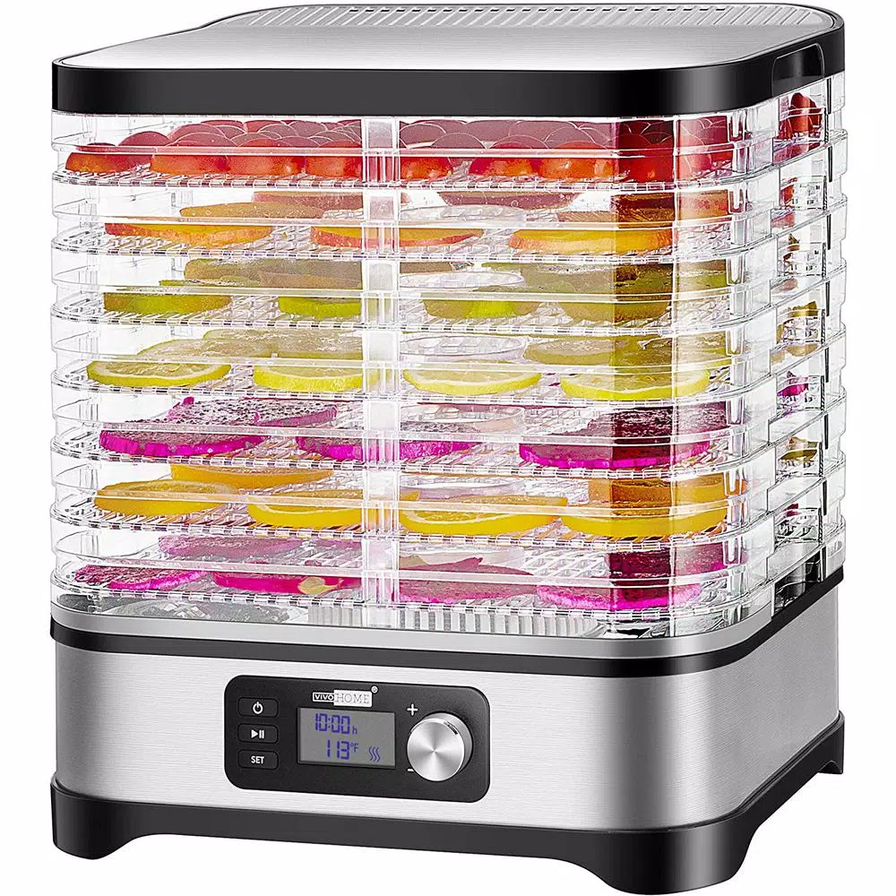 VIVOHOME 8-Tray Stainless Steel Food Dehydrator with Digital Timer and Temperature Control