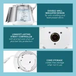 Elite Platinum 1.2L White Cool-Touch Stainless Steel Electric Kettle, 1350W thumbnail 7