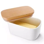 Sweese Airtight Butter Dish with Beech Wood Lid - White Porcelain, Set of 1 thumbnail 1
