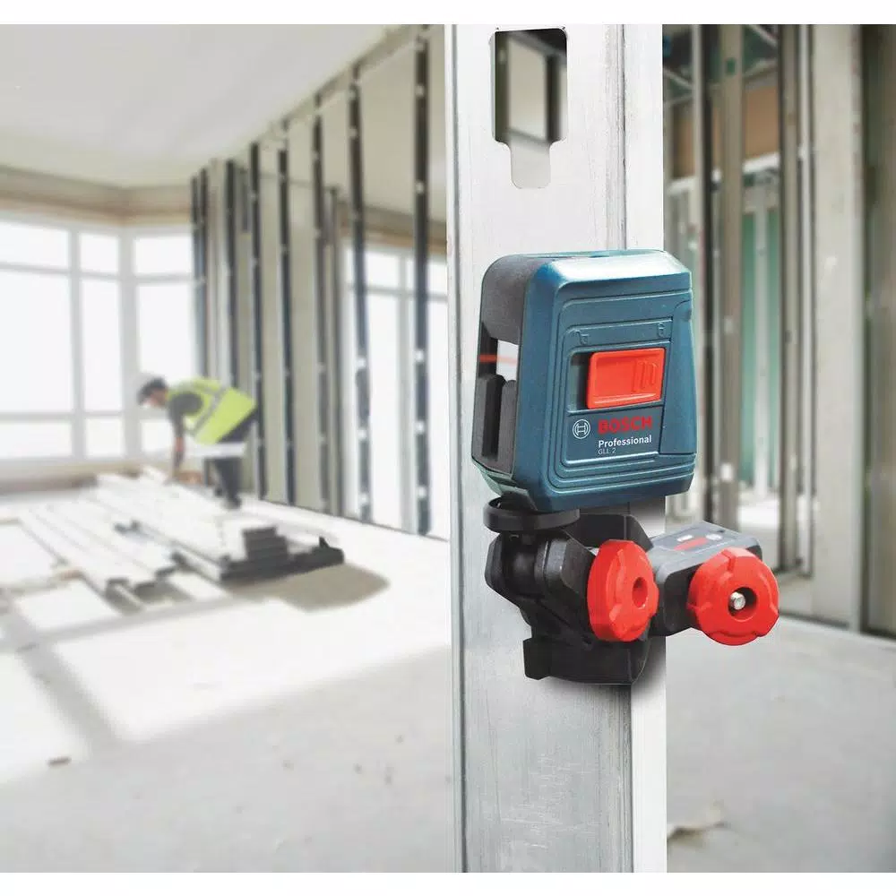 Bosch GLL 2 Self-Leveling Cross-Line Laser Level with Flexible Clamping Mount, 30 ft. Range