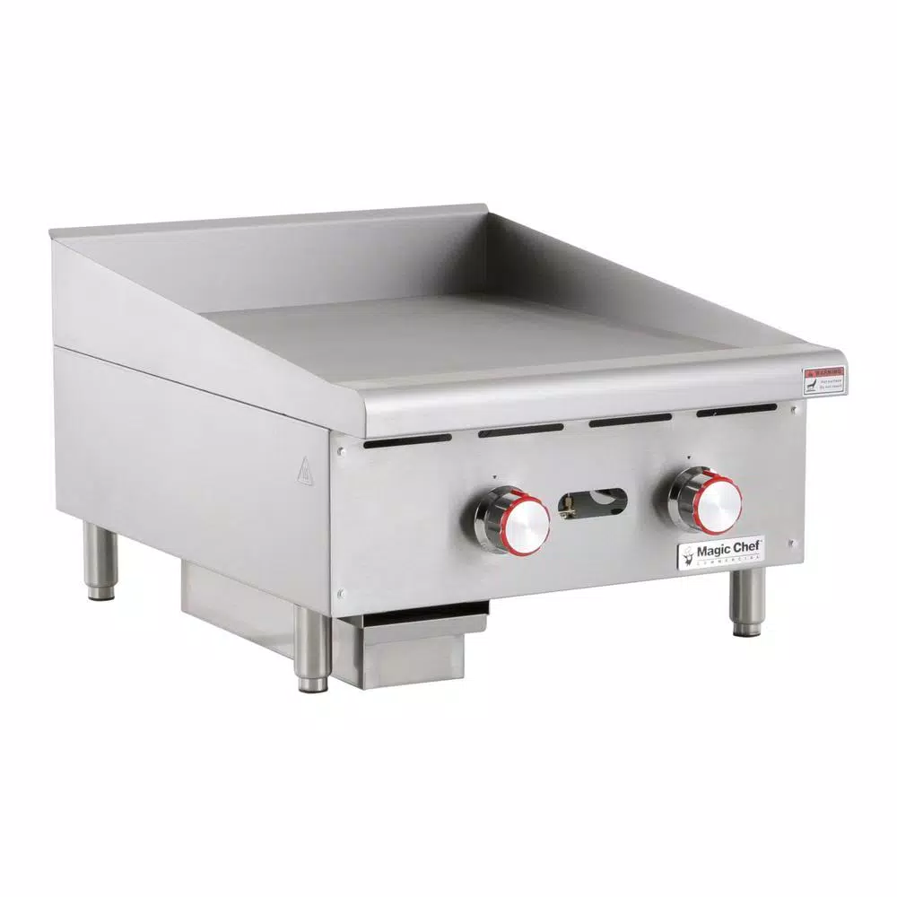 Magic Chef 24 in. Commercial Natural Gas Countertop Griddle, Stainless Steel