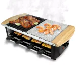 NutriChef Nutri Chef 2-Tier Raclette Grill, Electric Indoor Cooktop with Stone Plate and Metal Grills, 1200W, Black thumbnail 5