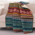Greenland Home Fashions Southwest Multicolored Quilted Cotton Throw Blanket, Reversible Native American Motif thumbnail 1