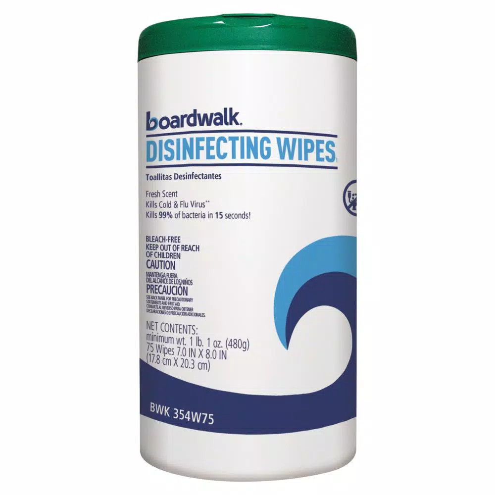 Boardwalk Disinfecting Wipes, Fresh Scent, 75 Count, 6 Canisters per Carton