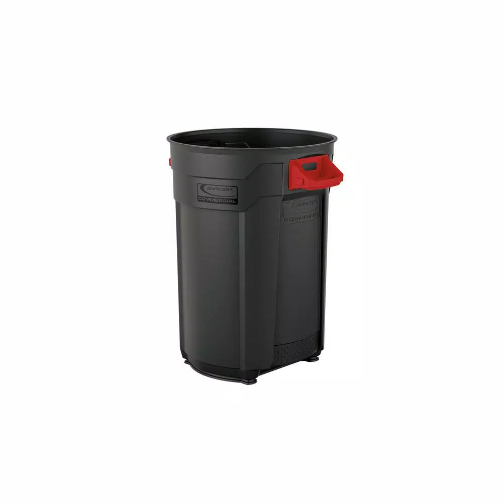 Suncast Commercial Suncast 44 Gallon Commercial Resin Utility Trash Can, Heavy Duty Outdoor Waste Container