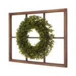 Glitzhome 18 in. Boxwood Wreath with 28 in. Wooden Window Frame Decor thumbnail 2