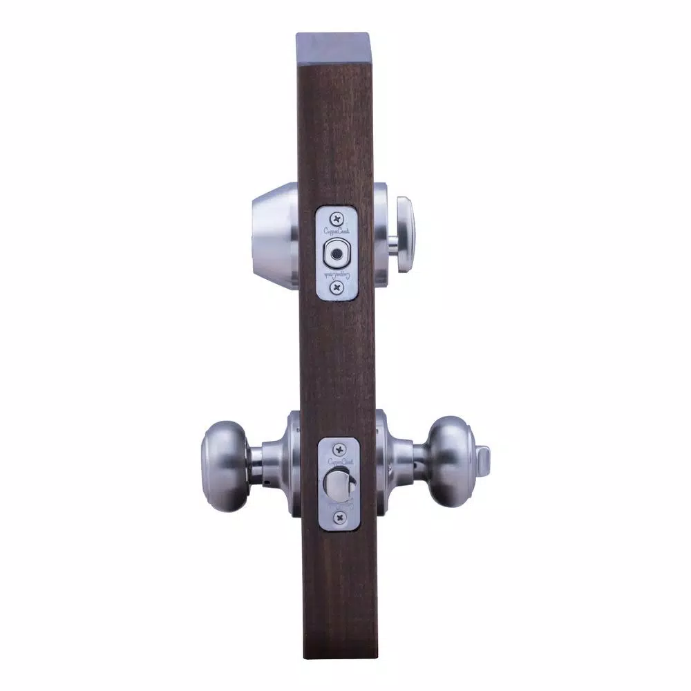 Copper Creek Colonial Satin Stainless Steel Entry Door Knob and Deadbolt Combo Lockset